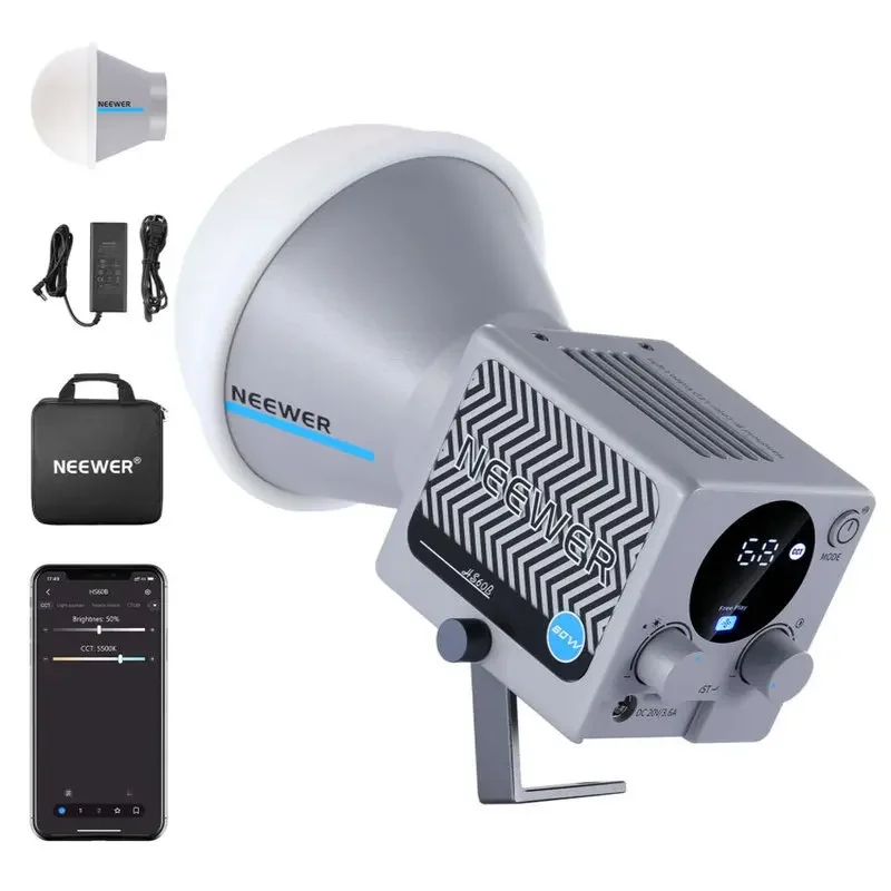 

2026 HS60B 60W Portable Bi-Color 2700K-6500K Dimmable CRI97+ App/Physical Control Mini LED Video Light