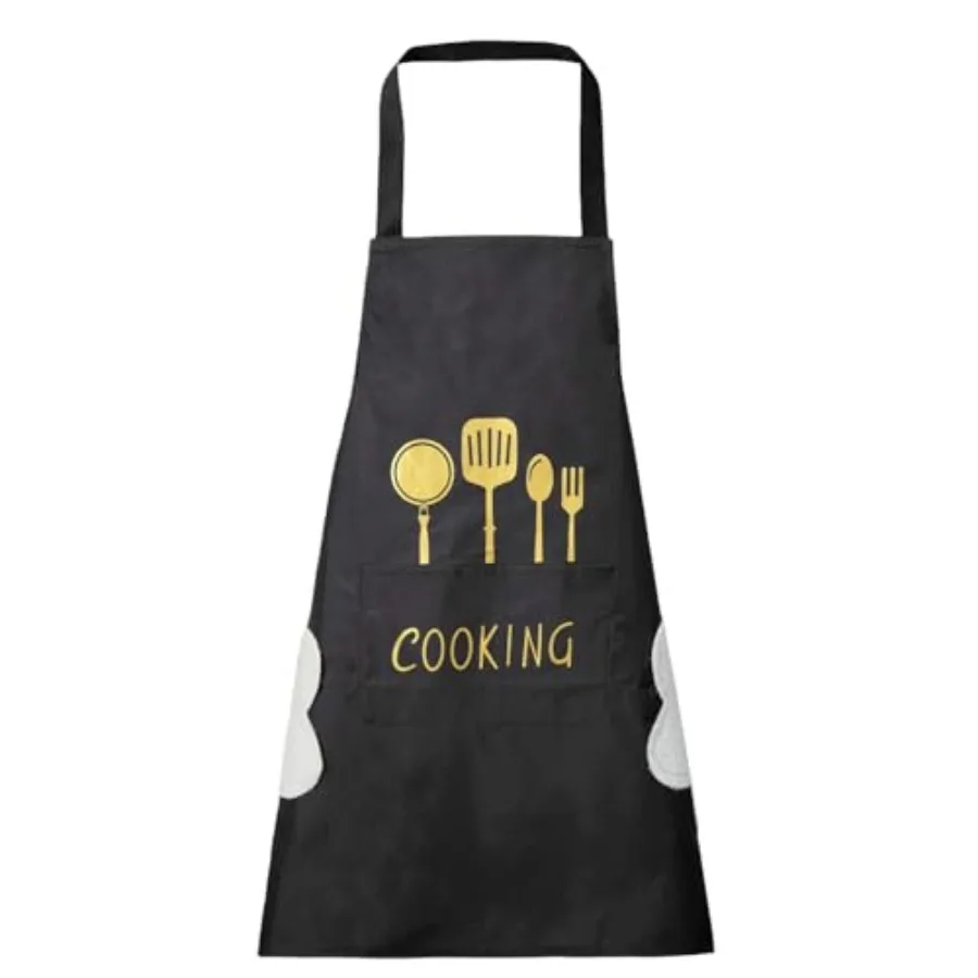 

Women Kitchen Apron with Hand Wipe Pockets Big Pocket, Hand-wiping, Waterproof for Cooking Baking