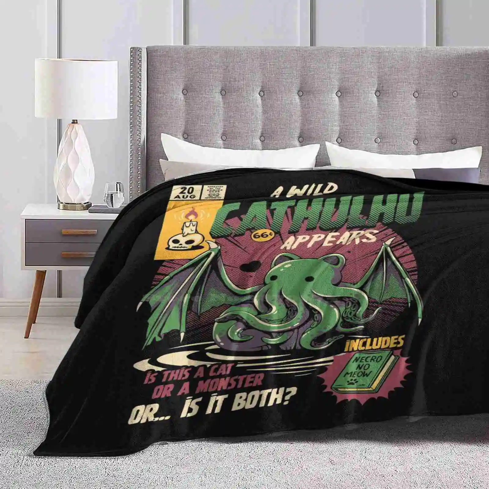 Cathulhu Latest Super Soft Warm Light Thin Blanket Lovecraft Horror Comics Hp Old Funny Cat Cthulhu