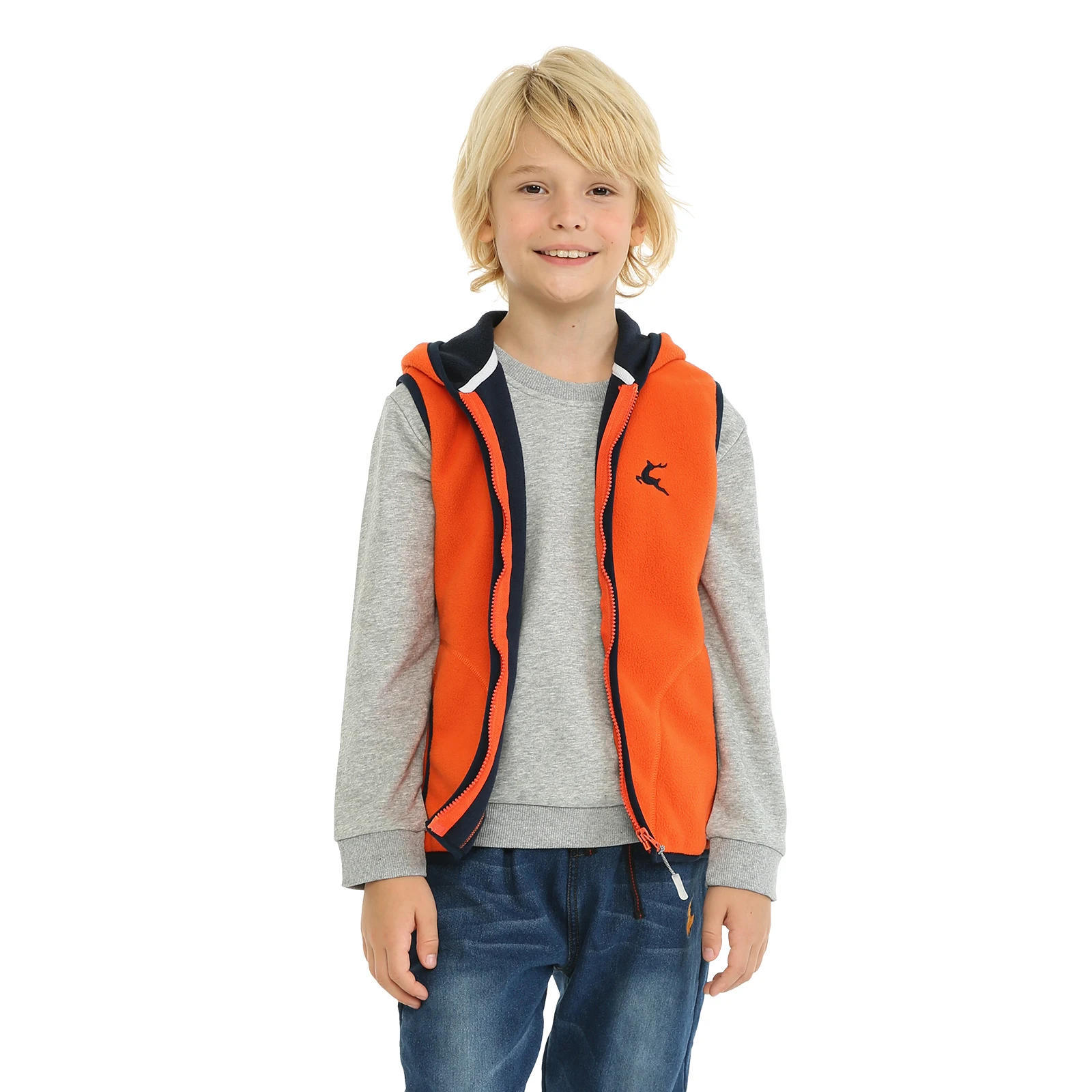 MudKingdom – veste à capuche molletonnée pour garçons et filles, gilet à fermeture éclair, motif de renne, sans manches, vêtements d\'extérieur pour