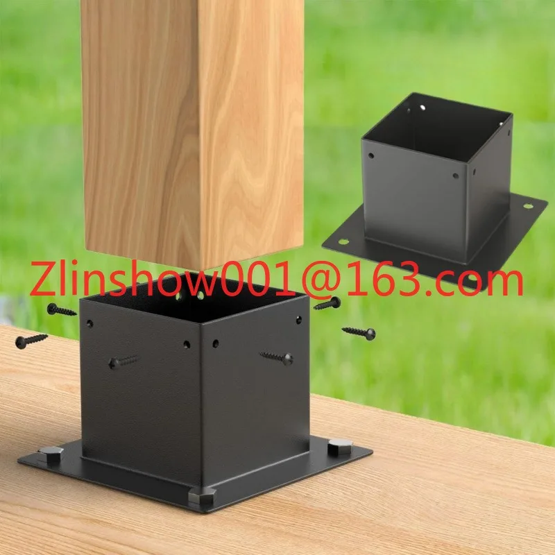 Gazebo bracket Firewood stand Heavy duty column anchor Matte black wooden column bracket for gazebo deck railing support