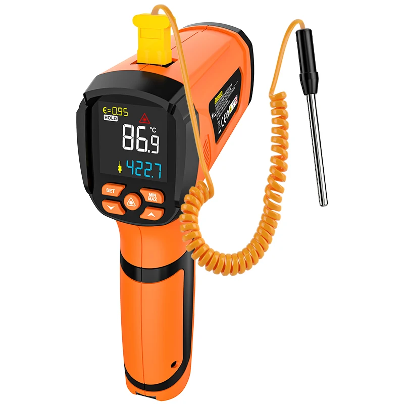 

MESTEK -40°C~2000°C Dual Laser Pyrometer Non-contact Infrared Thermometer IR High Temperature Meter K-type Thermocouple Probe