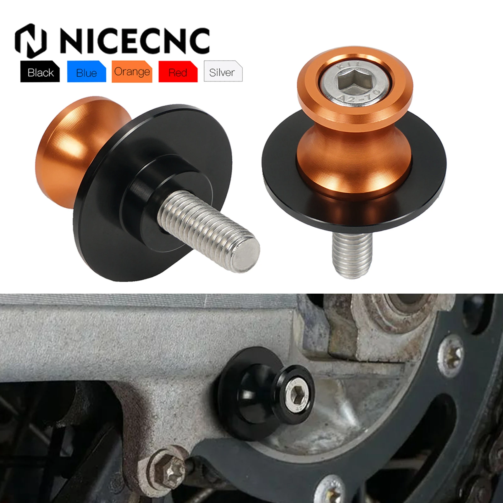 

M10 10mm Swingarm Spool Sliders Stand Screws For KTM 690 Duke 690 SMC 990 Adventure 990 Super Duke 950 990 Supermoto 1190/R RC8