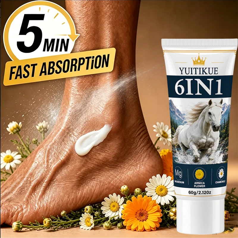 YUITIKUE 6 In 1 Horse Body Cream Magnesium Arnica Chamomile Moisturizing Soothing Hydrating Whole Body Skin Care Lotion 60g