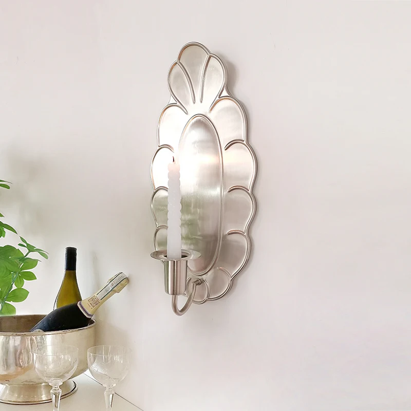 Vintage Candle Holder Metal Wall Decoration Living Room Bedroom Home Wall Mounted Candlestick Antiquity Old Romantic Iron Decor