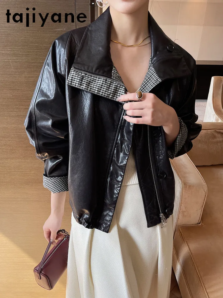 TAJIYANE Oil-Waxed Sheepskin Real Leather Jacket Woman Reversible Loose Casual Jackets Korean Style Coat Fall Women Clothes 2026