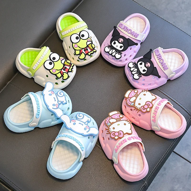 Sanrio Slippers Hello Kitty Cinnamoroll Cartoon Anime Cute Home Bathroom Bathing Anti-Slip Sandal Children Kawaii Kids Toys Girl