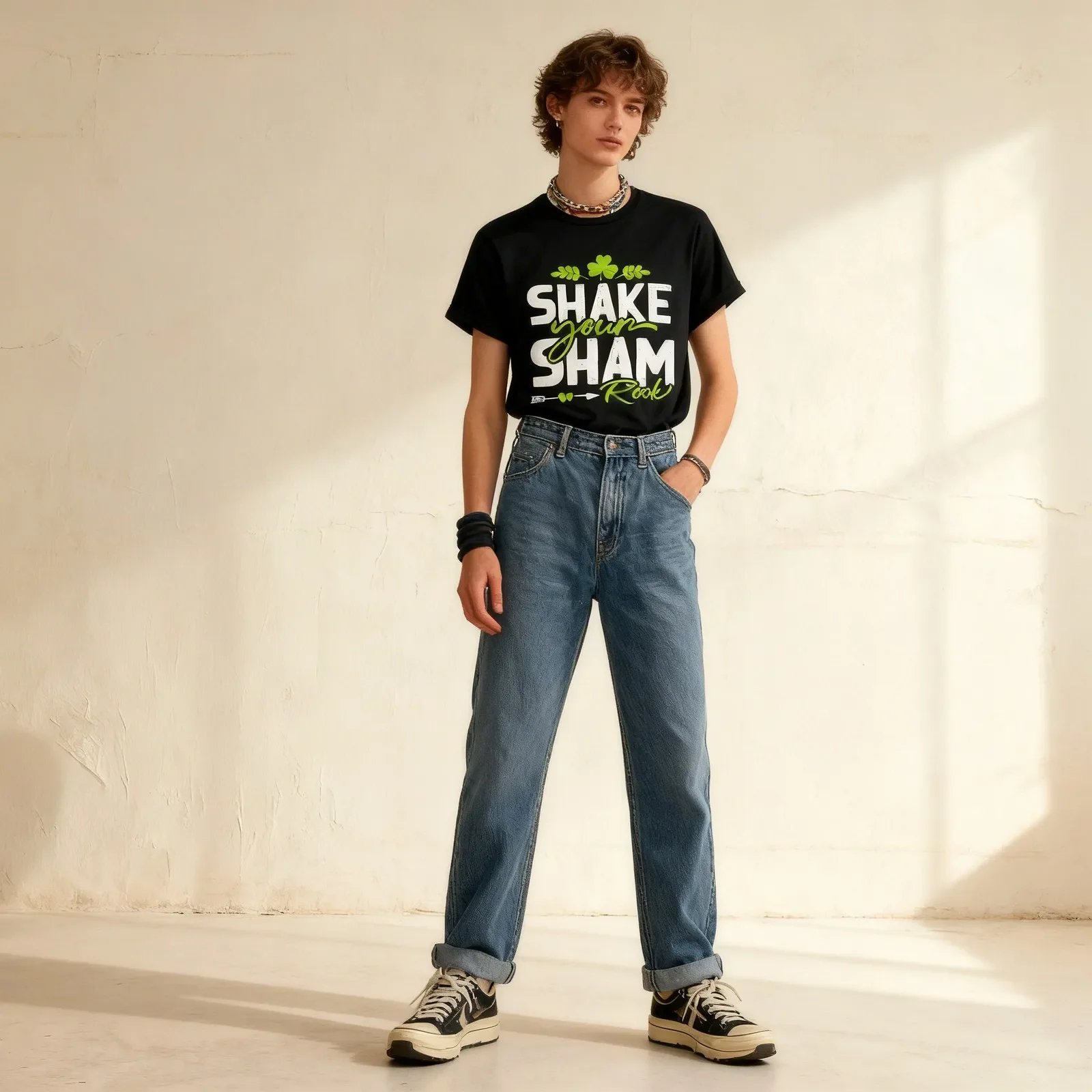 Shake Your Shamrock St Patrick's Day Celebration Fun Ladies' Crewneck T-Shirt