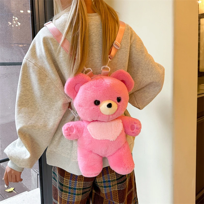 Cartoon Small Bear Plush Large Capacity Multi Purpose Backpack Children Comfort Schoolbag