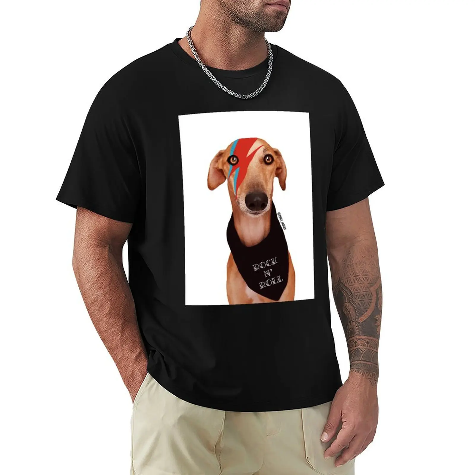 Ziggy Jagger The Rockstar Rescue Dog T-Shirt Labor Work Casual T-Shirt