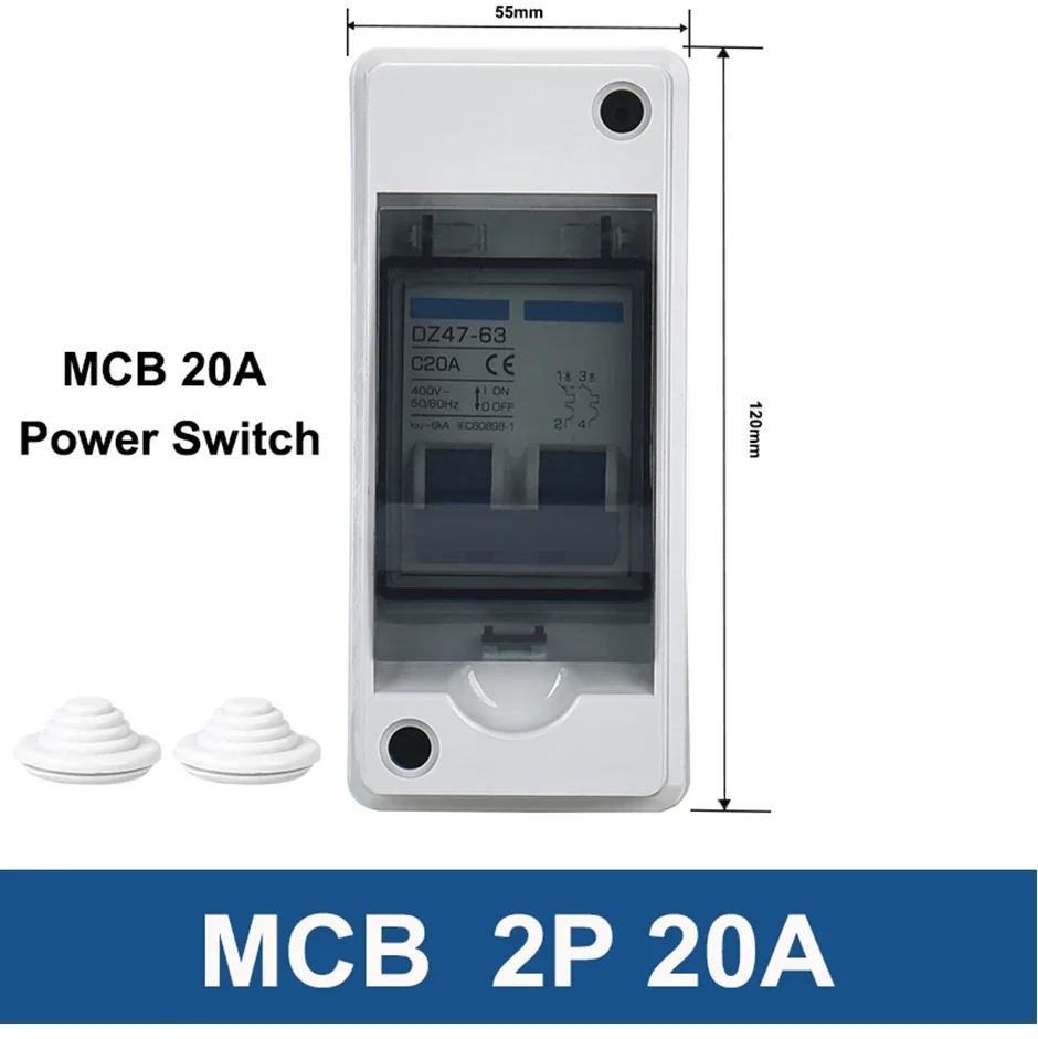 Waterproof Electrical Distribution Box With Circuit Breaker MCB Household Switch Power Plastic Junction Wire Box IP65