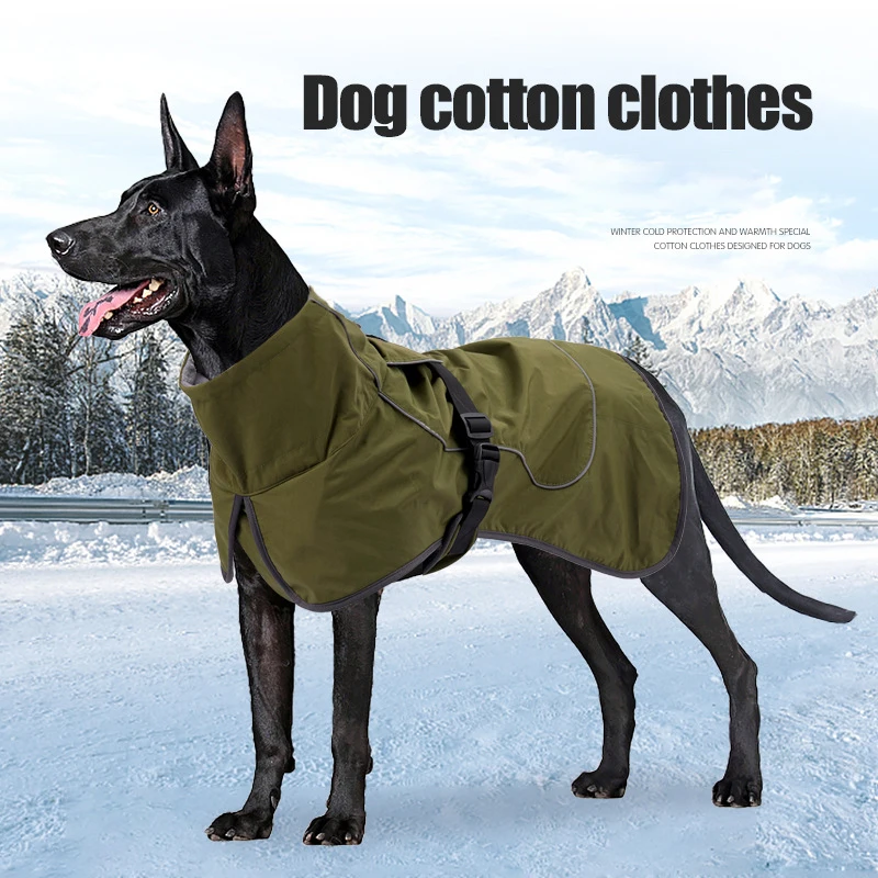 

Waterproof Warm Fleece Designer Dog Clothes Adjustable Reflective Thickened Snap Design Dog Jacket Winter Big Dog Outdoor Coat