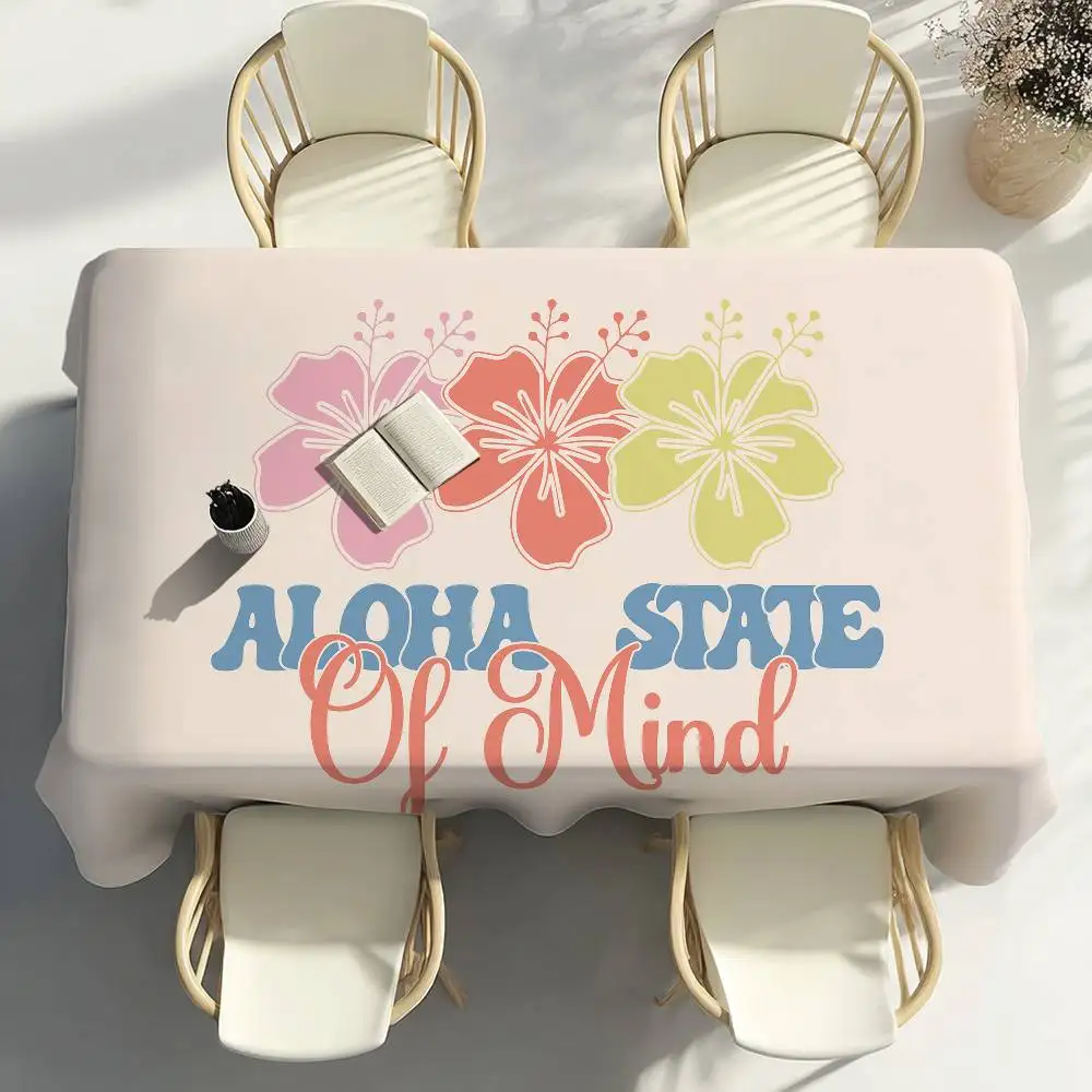 

Aloha Hibiscus Design Table Cloth Party Decor Dining Room Home Kitchen Patios Waterproof Stain-Proof Table Cloth