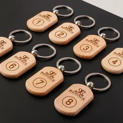 Free Custom Engraved Solid Wood KeyChain Wedding Names Date Personalized Wood Key Chain Heart Keychains Supplies Pendant Gift