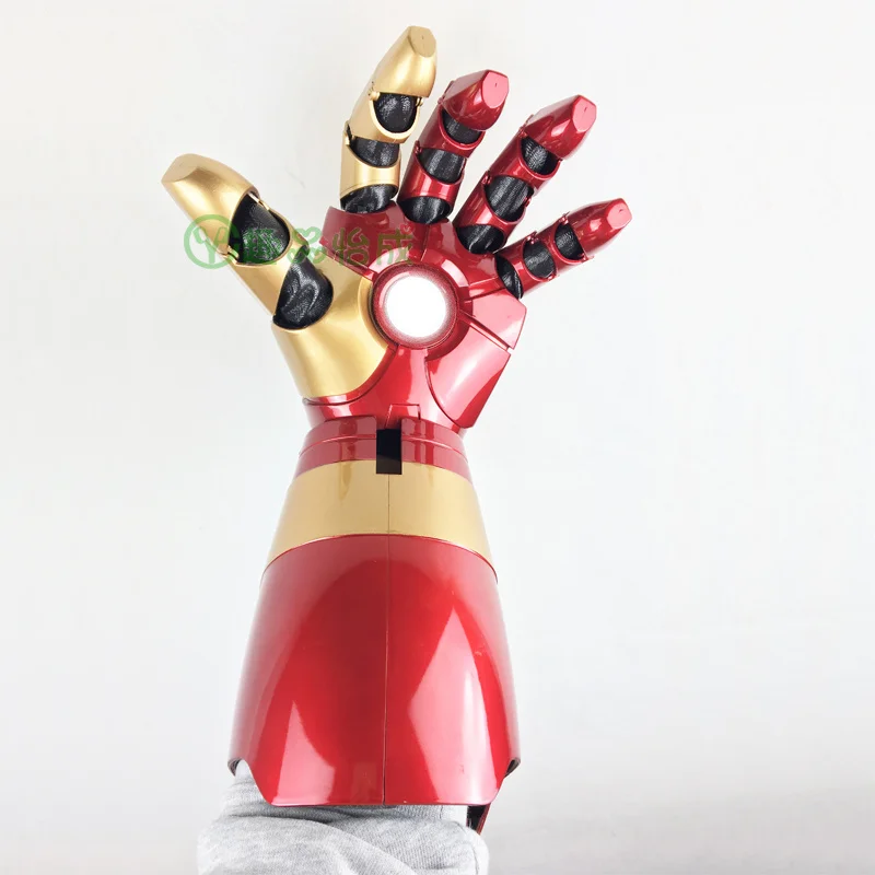 Hot Mk42 Avengers Marvel 1:1 Iron Man Glowing Arm Gloves Cosplay Performance Props Wearable Figure Toys Gifts