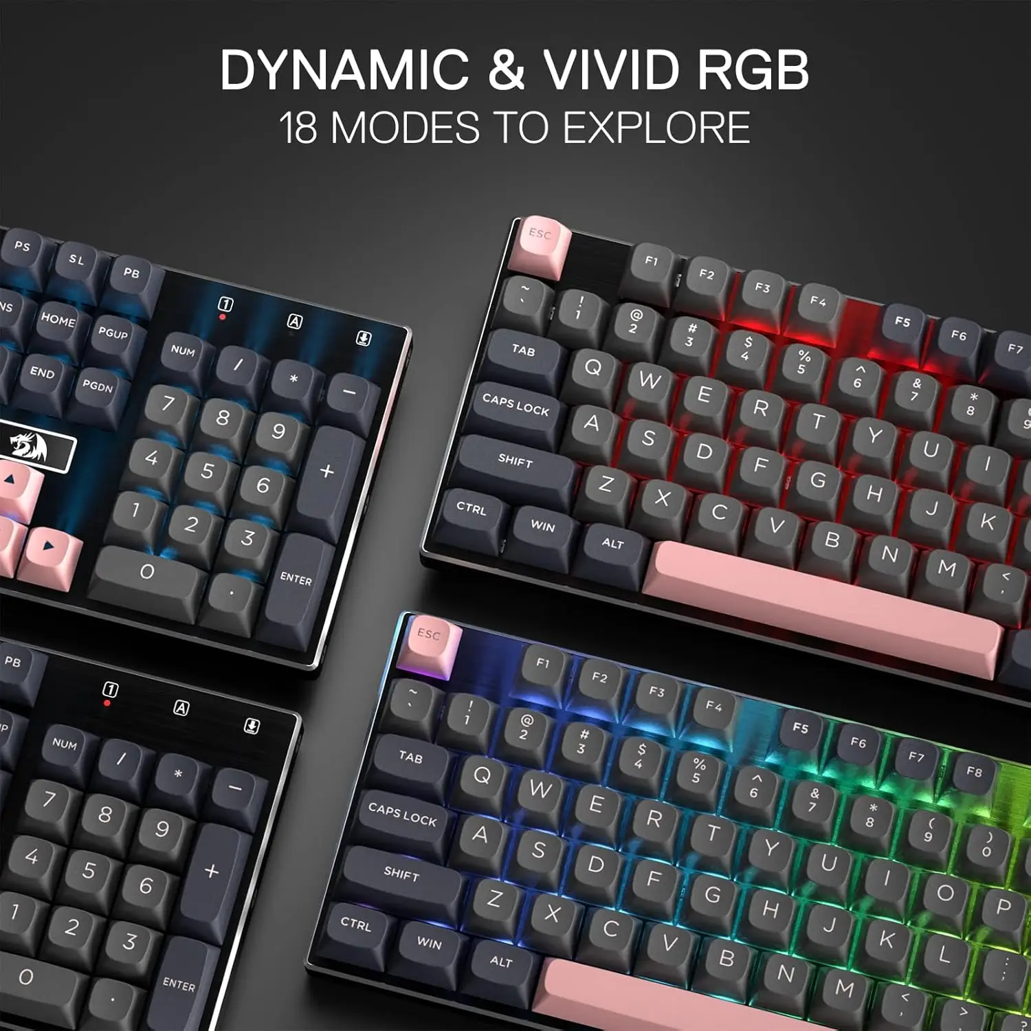 Redragon 556 SE Wired Gaming 104 Keys Hot-Swap Mechanical Keyboard Noise Dampening Kit, Upgraded Socket