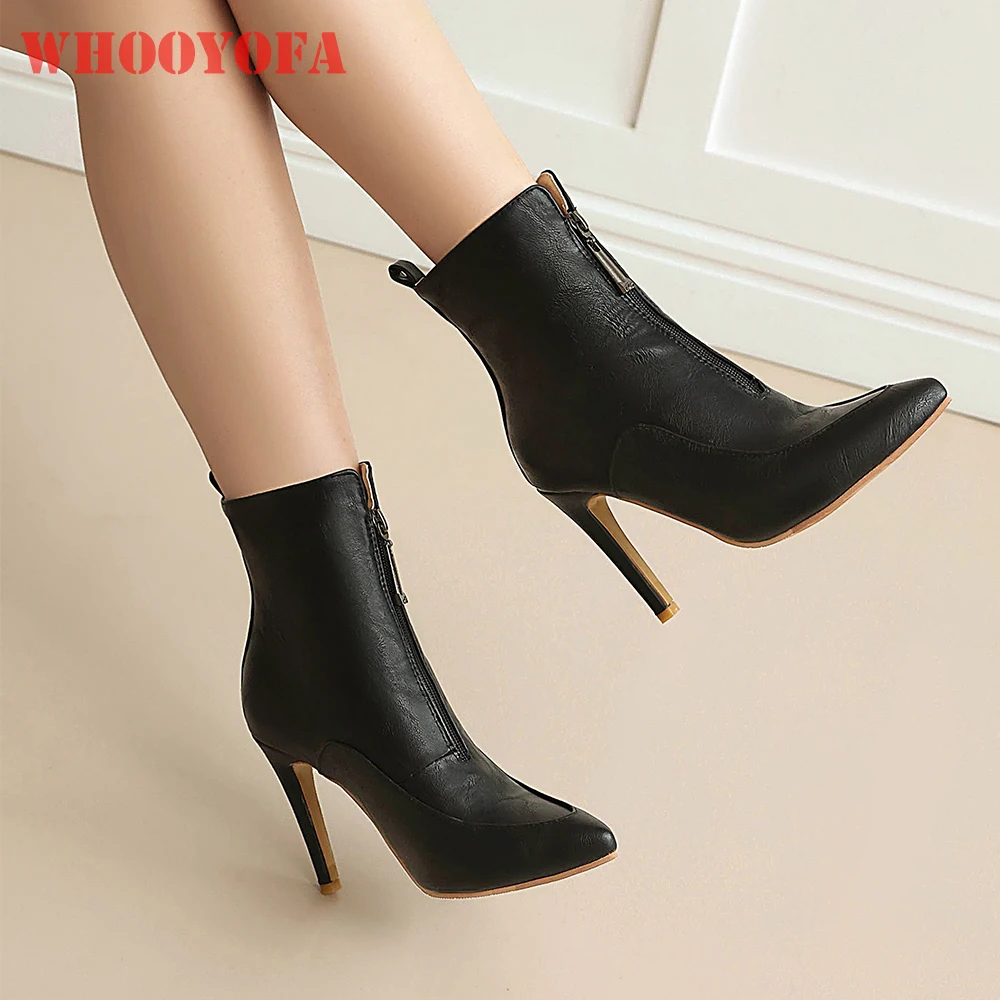 2026 Autumn Mature Women Ankle Booties Wide Fit High Stiletto Heel Lady Daily Shoes Large Small Plus Size 13 43 47 50 Non-slip