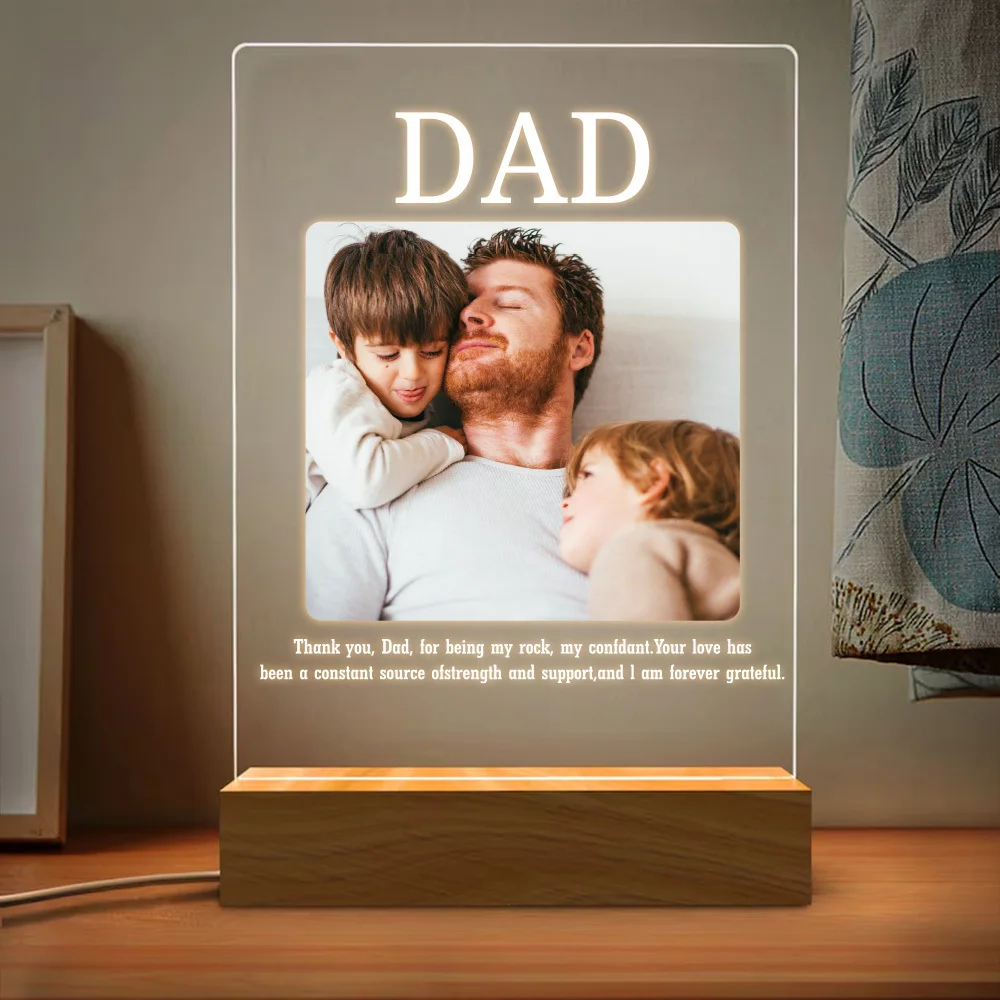 1 قطعة صورة مخصصة ونص قاعدة خشبية الاكريليك ضوء الليل ، LED ضوء الليل الدافئ ضوء الليل ، عيد الحب/الزفاف/هدية عيد ميلاد