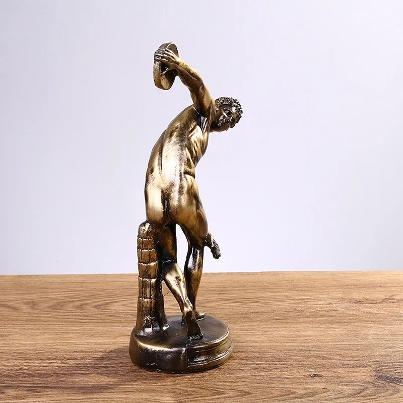 Nordic Figure Art Statue Discus Thrower Sculpture Sports Figure Figurines Home Office Bookshelf Desktop Decoration Accessories