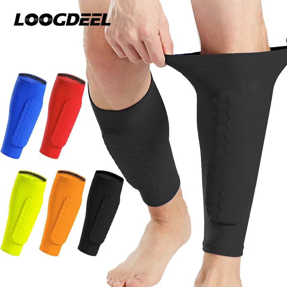 Loogdeel 1 Uds soporte de pierna deportes de fútbol protección de pantorrilla mujeres hombres cojín de panal anticolisión Legging fundas protectoras