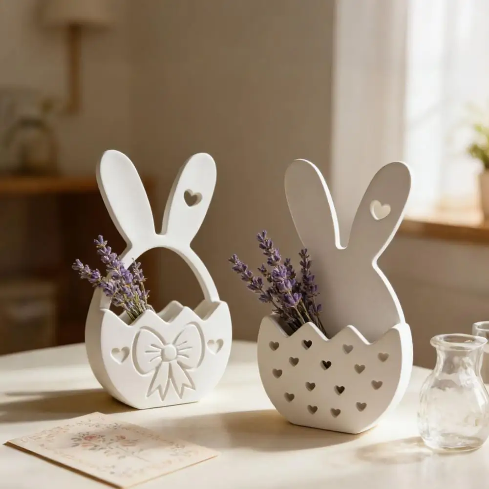 Silicone Easter Bunny Mold Flexible Flower Basket Casting Mold for Epoxy Plaster Wax DIY 3D Easter Decorations And Crafts Gift