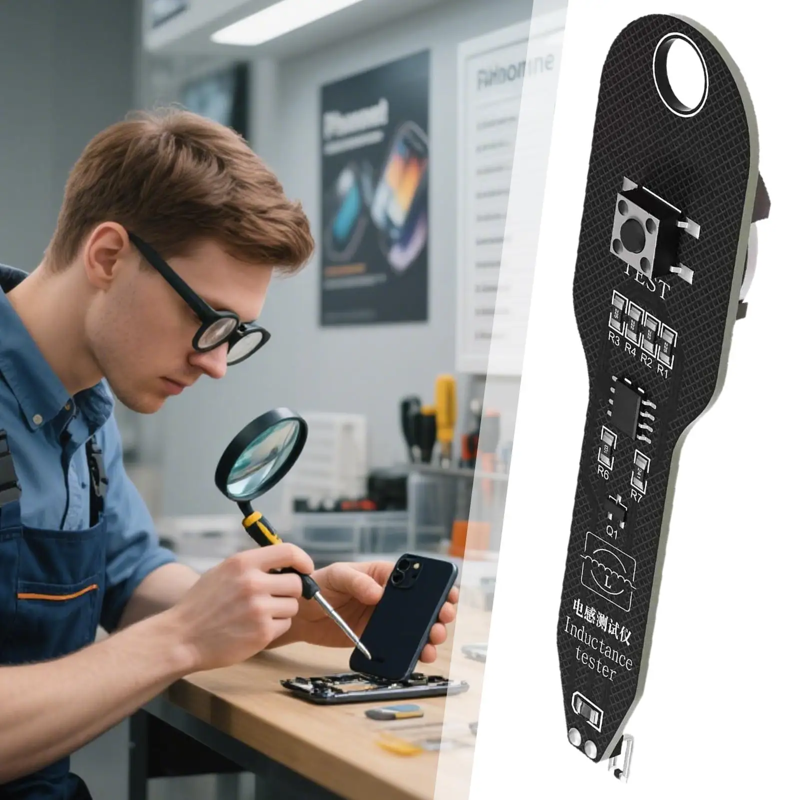 Motherboard Coil Tester Inductor Detector Tool Diagnostic Device for PC Phone Repair Electronic Fault Check Inductance Testing
