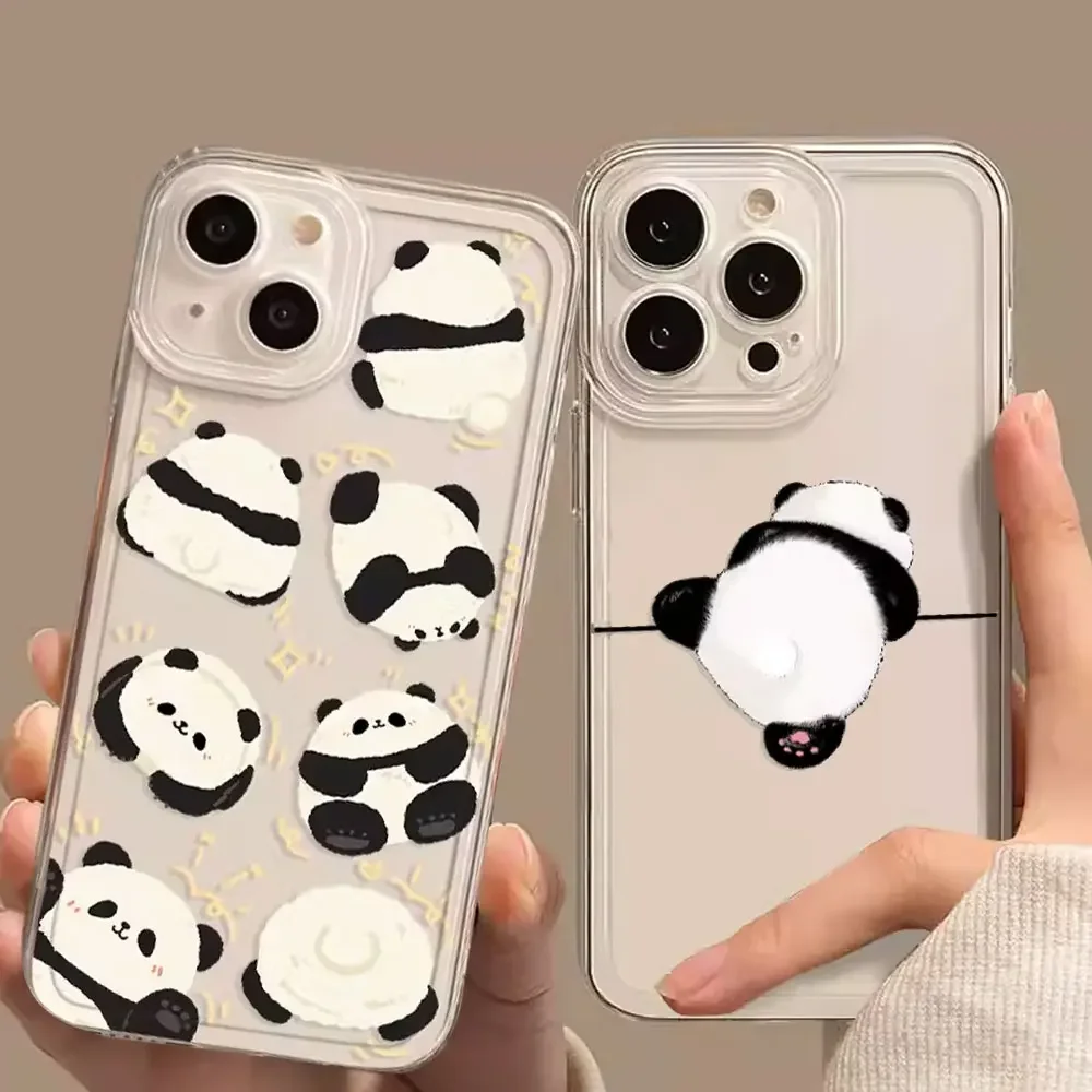 Funny Animal Panda Couple Phone Case for Samsung Galaxy A55 A54 A53 A51 A70 A32 A13 5G Clear Shockproof Soft Cover Paired Fundas