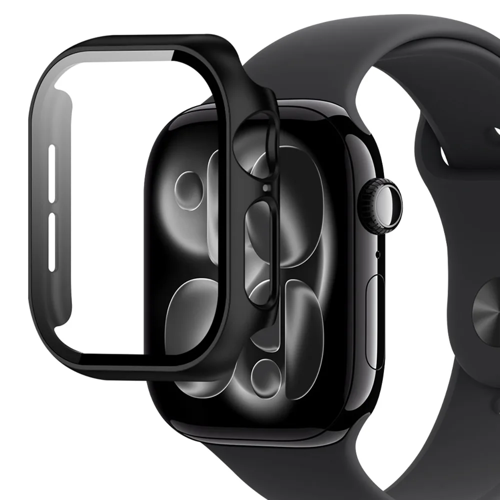 Gehärtetes Glas + Abdeckung für Apple Watch Gehäuse 46 mm 42 mm 45 mm 41 mm 44 mm 40 Displayschutzfolie Apple Watch Zubehör 11 10 9 6 SE 7 8