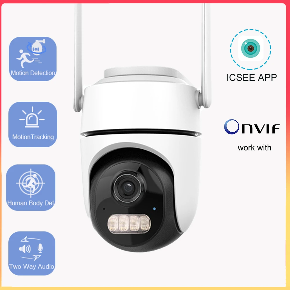 ICSEE 1080P Security Camera Two Way Audio Smart Alarm IP Camera IP66 Spot Lights Motion Alarm Auto Track Wired WiFi Surveillance