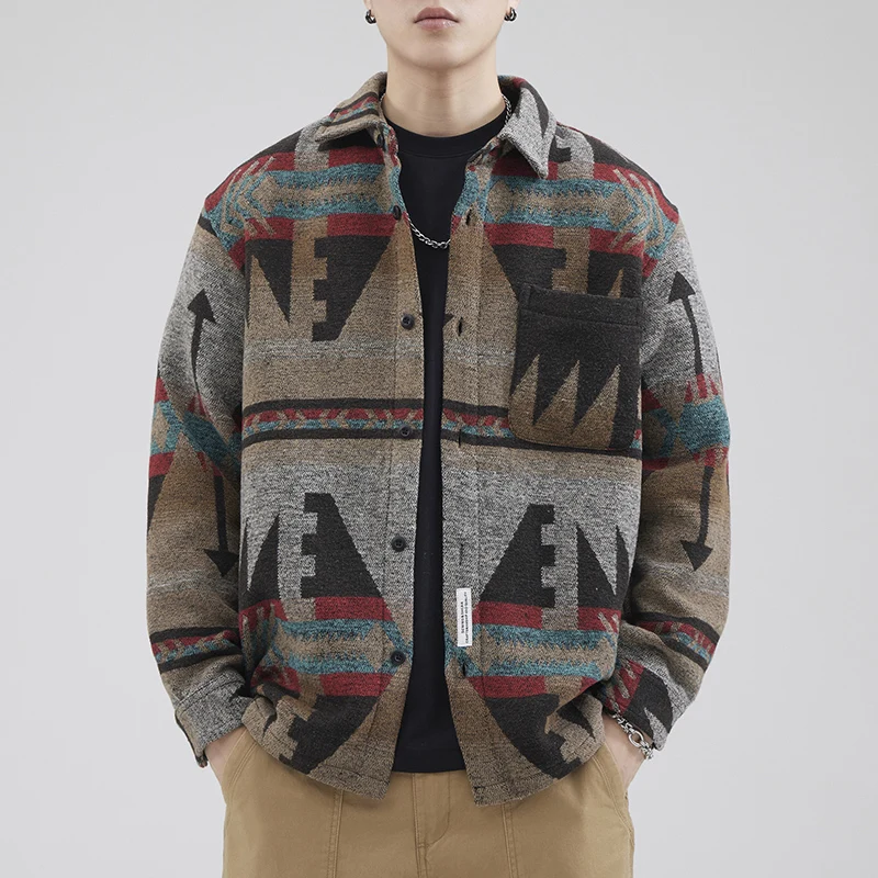 

Мужская теплая шерстяная повседневная рубашка с длинным рукавом, осенне-зимняя, в клетку, премиум-класса, с цветовыми блоками, для отдыха