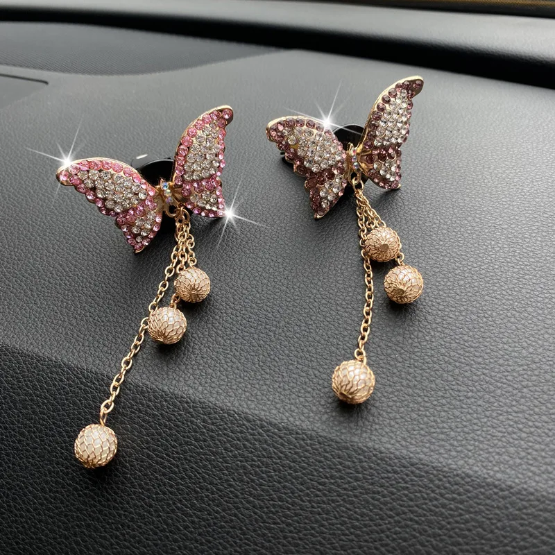 Butterfly Car Air Vent Clip Air Freshener Car Decor Air Outlet Bling Diamond Butterfly Car Accessories Interior For Woman