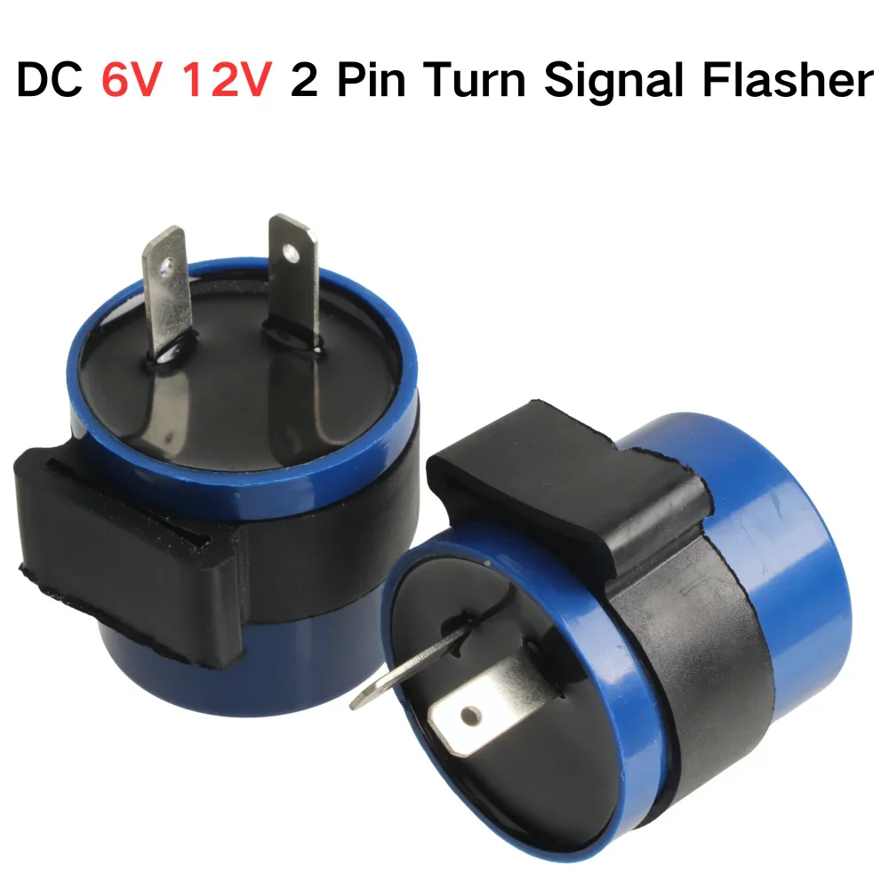 DC 6V 12V Input Motorcycle Blue Inbuilt Beeper Flasher LED Blinker Turn Signal 2 Pins Motor Buzzer Flasher Relay Indicator