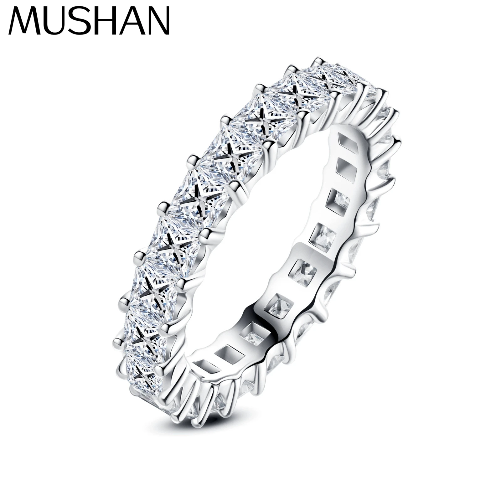 MuShan Brand Jewelry 925 Sterling Silver Ring VVS Moissanite Graduation Ring for Ladies 18K Real Gold Plated MST Patent Rings