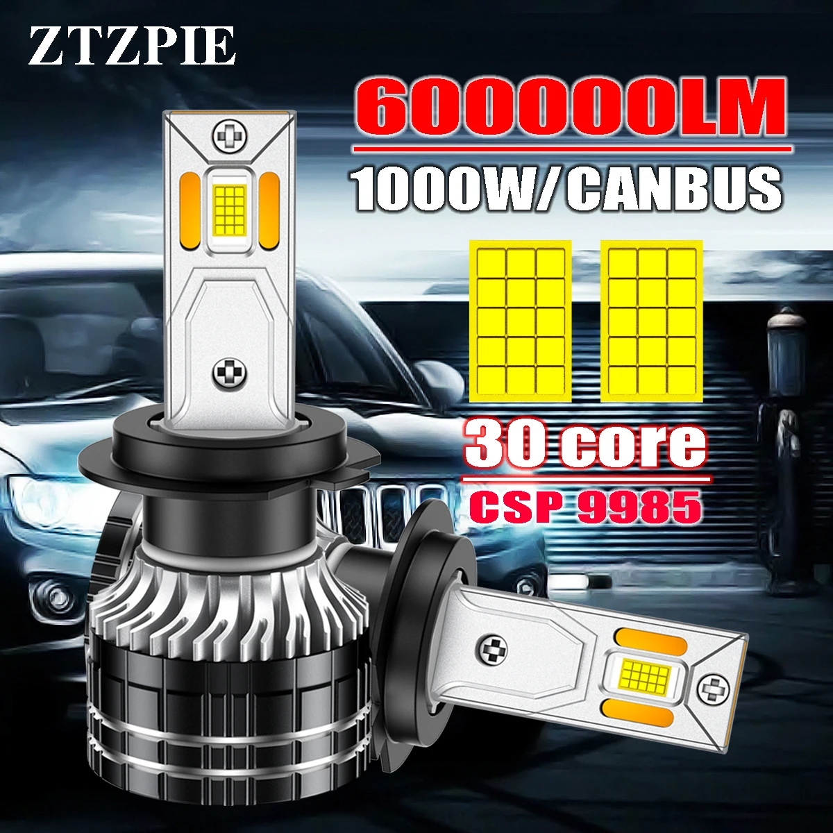 ZTZPIE k5c Canbus Car LED Headlight 6000K HB3 HB4 9005 9006 H1 H7 H4 H11 Bulbs CSP 9985 Chips Fog Lamp 1000W Light