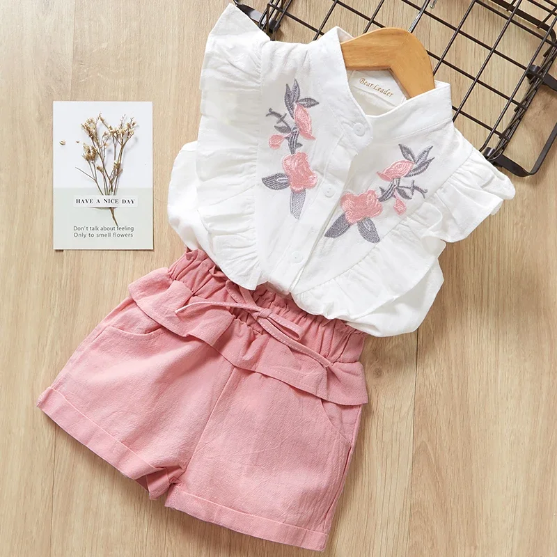 Kids Girls Clothing Sets Summer New Style Brand  Baby Short Sleeve T-Shirt+Pant Dress 2Pcs Children Clothes Suits image 3
