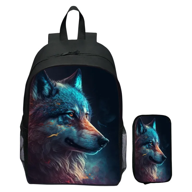 DIY customized children's backpack set Magic Wolf elementary school backpack kindergarten backpack pencil case