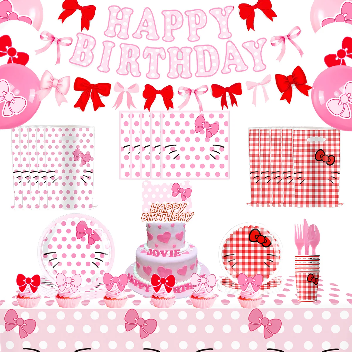 

Whisker Theme Birthday Party Decoration Disposable Tableware Plate Tablecloth Gift Bag Baby Shower Kids Girls Party Supplies