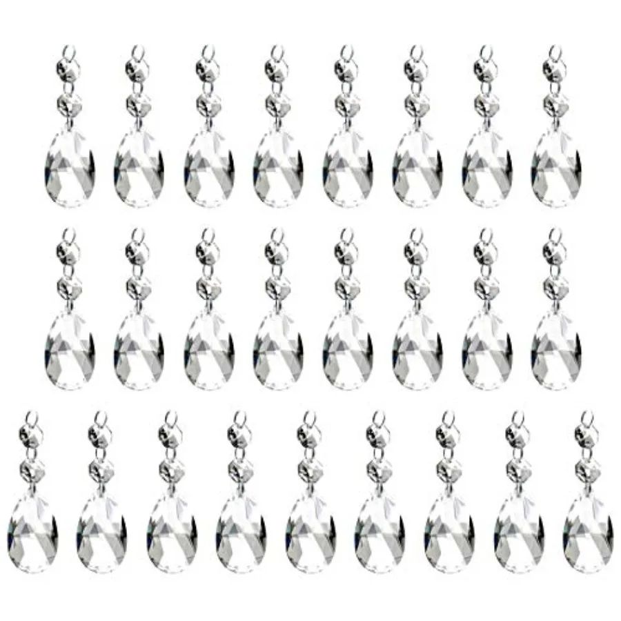 Pack of 25 Chandelier Crystals 2 Inch 50mm Clear Teardrop Chandelier Crystal Pendants Beads