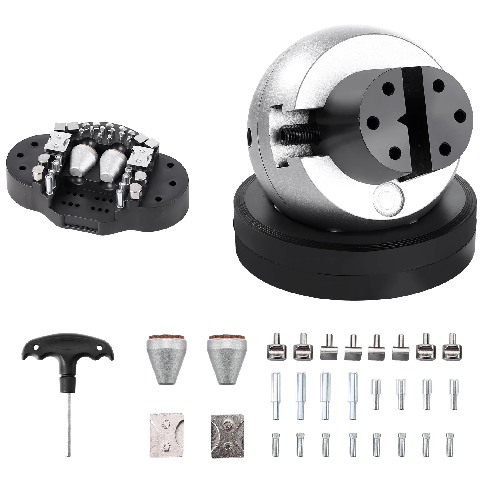 SucceBuy 10Kg Full Set 5in Engraving Vise Standard Block Ball Inlaid Diamonds Jewelry Adjustable Setting Tool 34Pcs Attachments