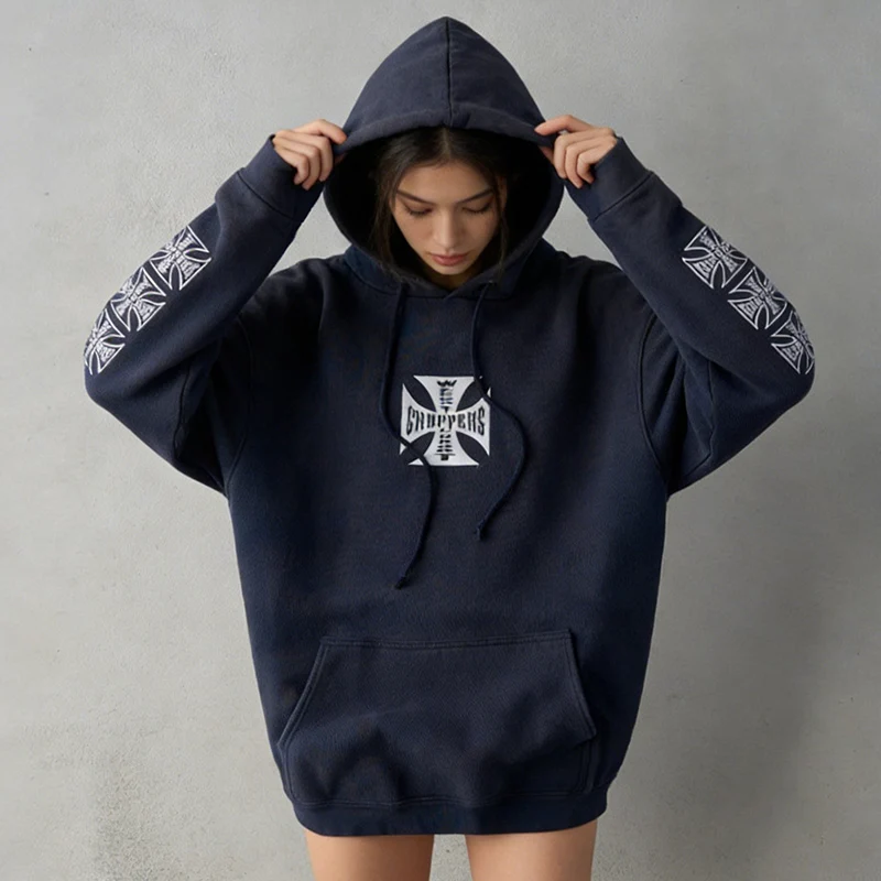 Europese Amerikaanse Straat Creatieve Print Mode Hip Hop Punk Losse Trui Y2K Herfst Winter Vrouwen Lange Mouwen Harajuku Hoodie