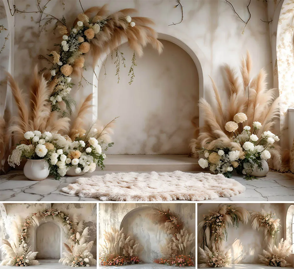 Mehofond Photography Background Boho Arch Door Maternity Flowers Adult Birthday Wedding Portrait Vintage Decor Backdrop Photo