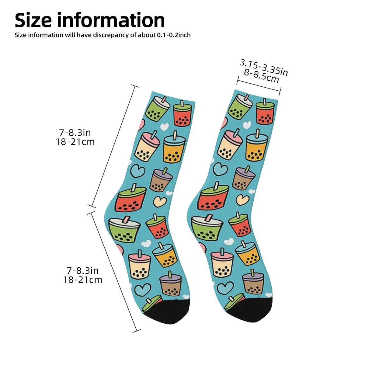 Chaussettes à motif de saveurs et de coeurs de thé à bulles pour hommes et femmes, bas doux Harajuku, chaussettes longues toutes saisons, cadeau d'anniversaire mignon