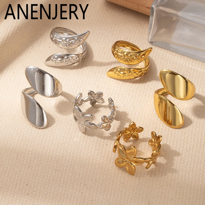 anenjery-Нержавеющая-сталь-316l-Цветок-Капли-воды-Геометрия-Открытое-Кольцо-Для-Женщин-Мужчин-Винтаж-Мода-Простые-Ювелирные-Изделия-Оптом