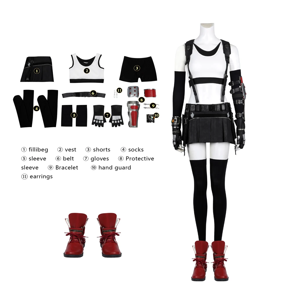 

Halloween Carnival Game Final Fantasy VII Rebirth Role Playing Tifa Lockhart Clothing Women's Sexy Mini Skirt Uniform Accessorie