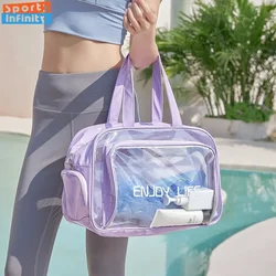 Transparent PVC Large Capacity Storage Bag Swimming Bags Women Large Wet Dry Separation Sports Bag Beach Fitness Travel Handbag