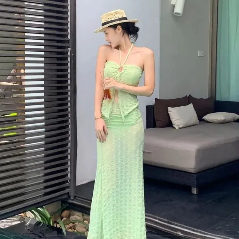 

Женский купальник из трех частей в тайском стиле, сексуальный утягивающий кружевной Холтер, кокетливая атмосфера для горячих девушек для пляжа и острова, отпуска