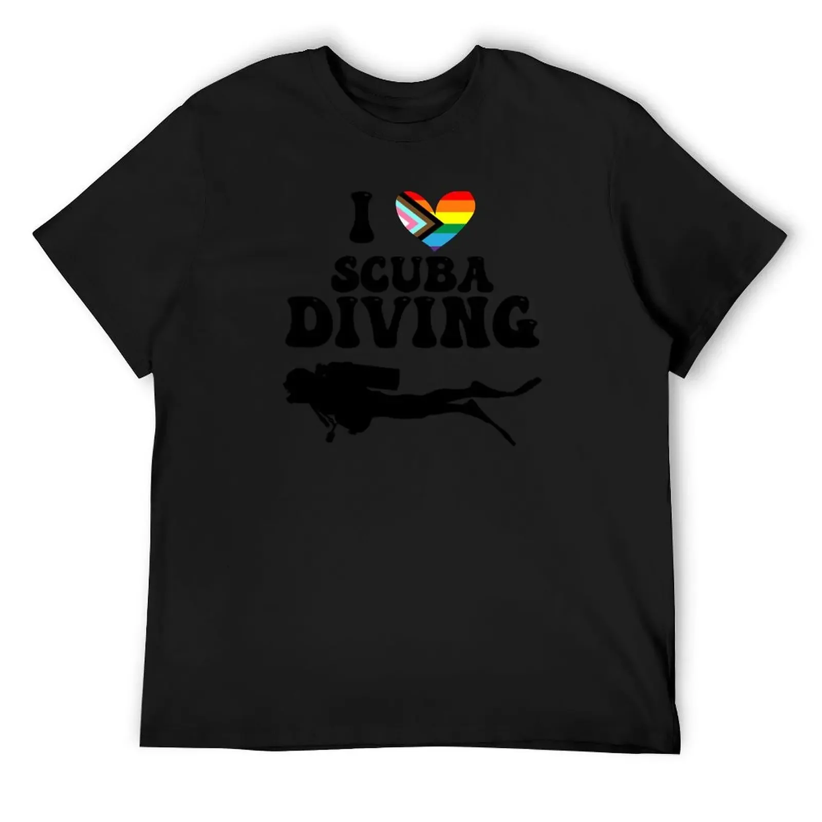 

I Heart Scuba: Queer Pride (Black) T-Shirt plus size clothes cute tops Men's cotton t-shirt