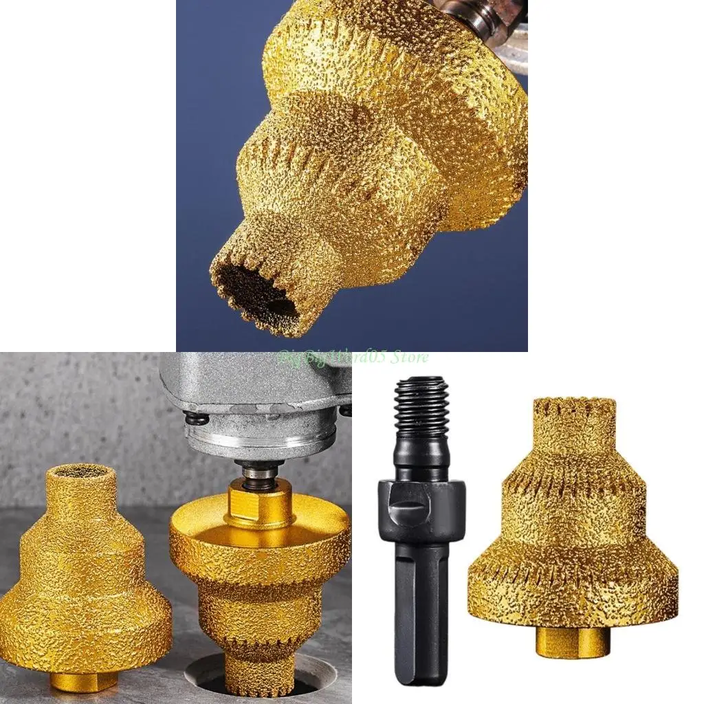 

24TE 3 Size 20-35-50mm Diamonds Brazed Taper Drill Bit Pagoda Drill Bit Dry Wet Drilling Hole Expander