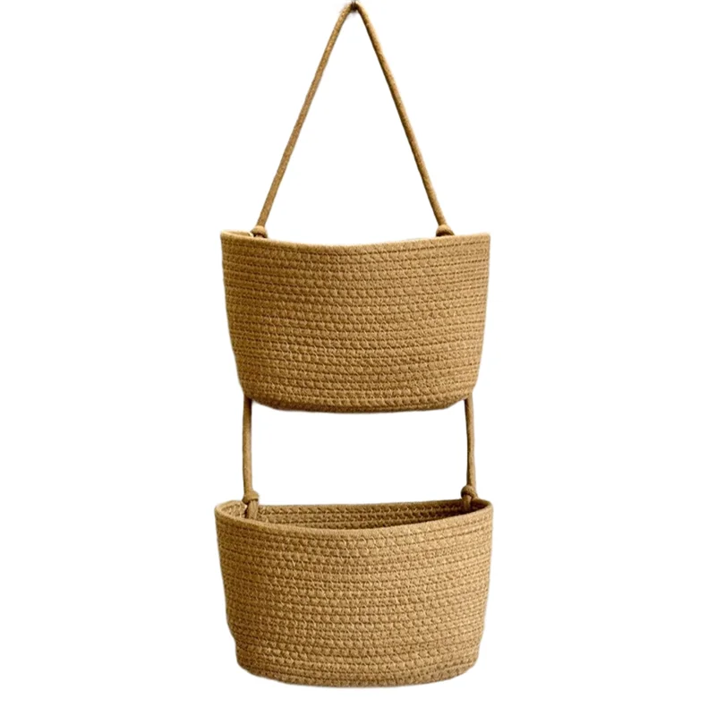 ABZV-Wall-Mounted Woven Basket Household Storage Basket, Three-Layer Hanging Design For Home Use, Eco-Friendly Material