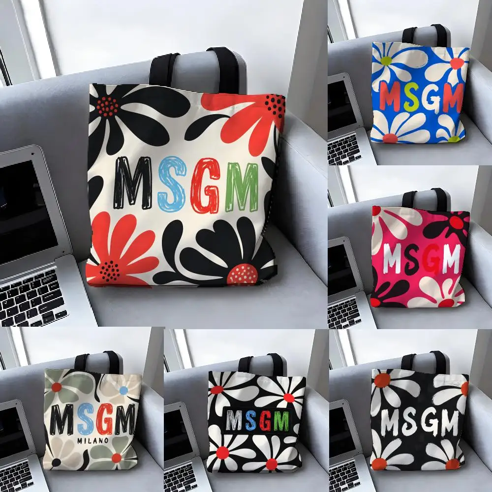 Bright eye-catching Print M-MSGM Storage Bags Canvas Tote Bag Large Women's Designer Handbags Shopping Bags for Groceries